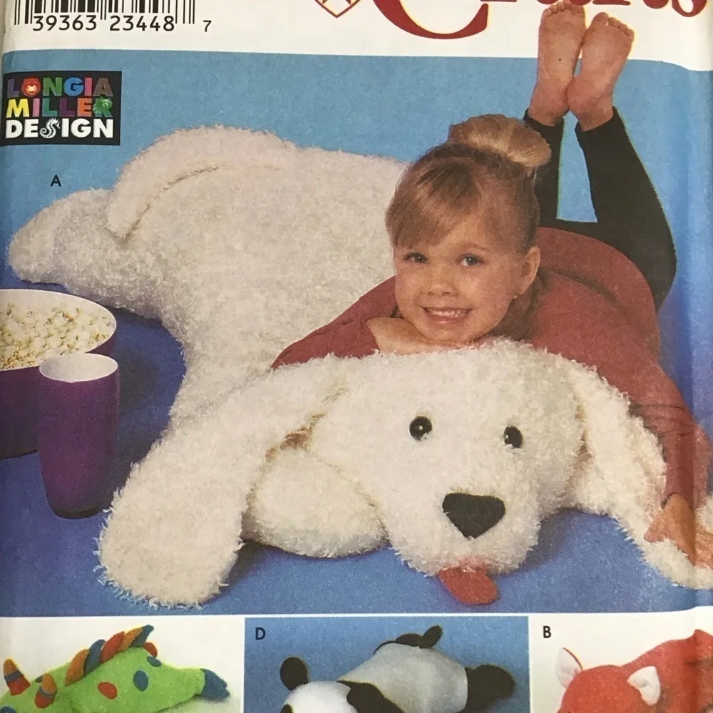 Simplicity Crafts PILLOW ANIMALS Sewing Pattern 1999 Bear Cow 8932 UNCUT NEW